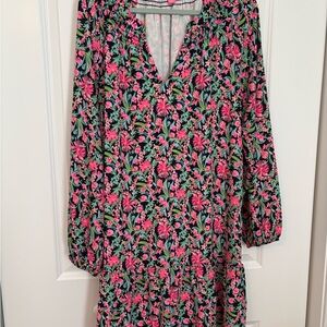 Lilly Pulitzer Vibrant Pink and Green Long Sleeve Dress
